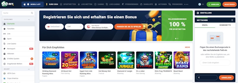 20Bet Sportwetten Schweiz