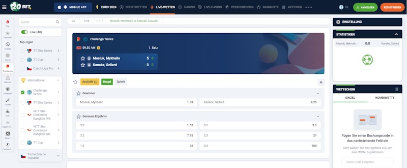 20Bet Live Wetten
