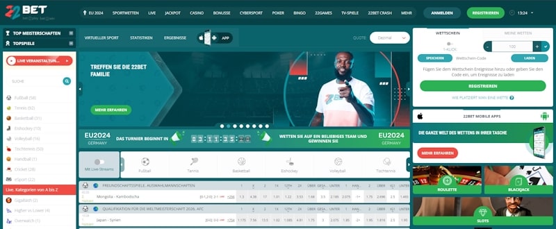 22Bet Sportwetten Schweiz